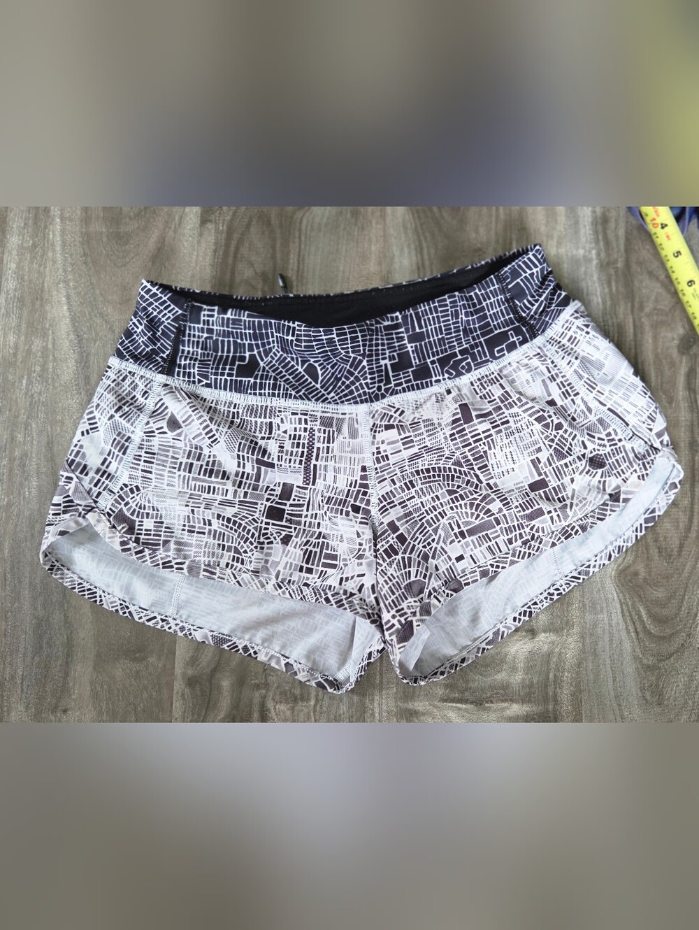 lululemon athletica Black & White Grid-Map Athletic Shorts